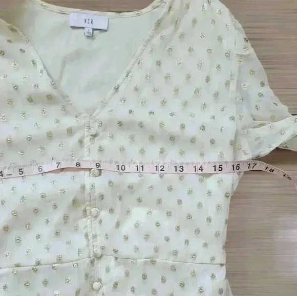 NSR NICOLA METALLIC DOT MIDI DRESS IN IVORY size large - Picture 10 of 14